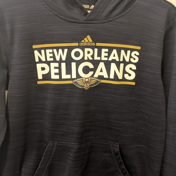 Adidas NBA New Orleans Pelicans Navy Logo Hoodie Boys Size Large 14/6 - Picture 2 of 7